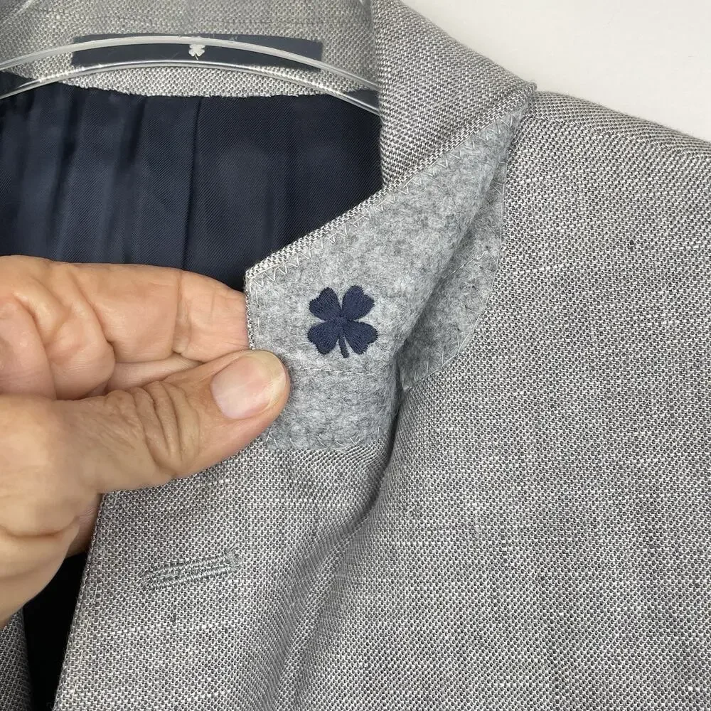 Baird Mcnutt 100% Irish Linen Sport Coat Blazer Mens 40R Gray Lucky Brand Jacket